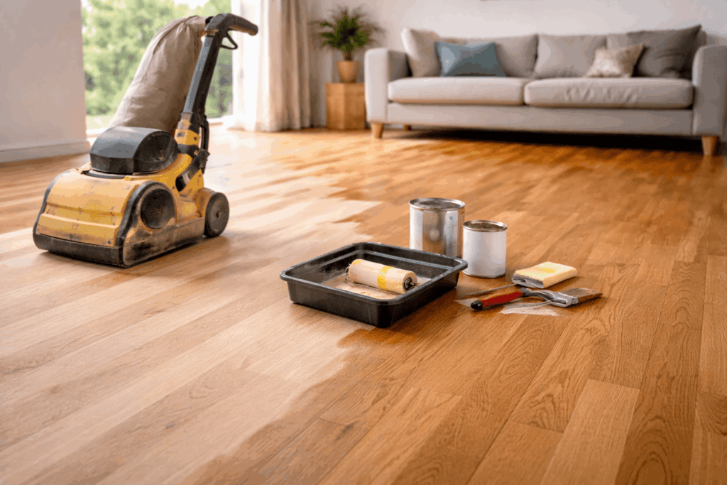 Houten vloer schuren en lakken