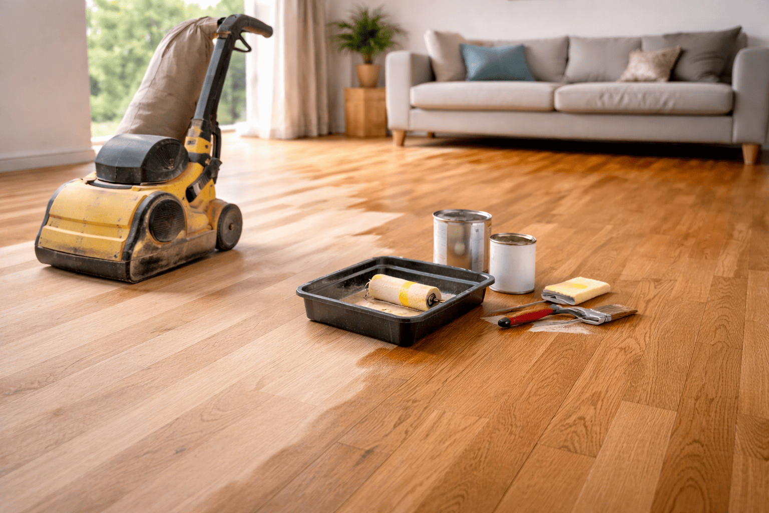 Houten vloer schuren en lakken