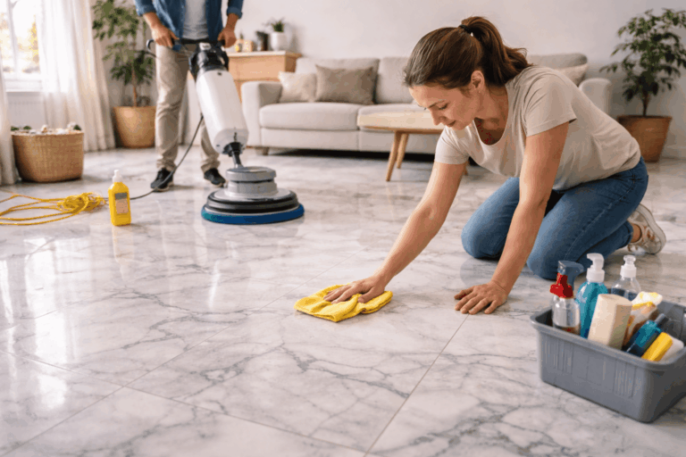 Marmeren vloer reinigen & polijsten