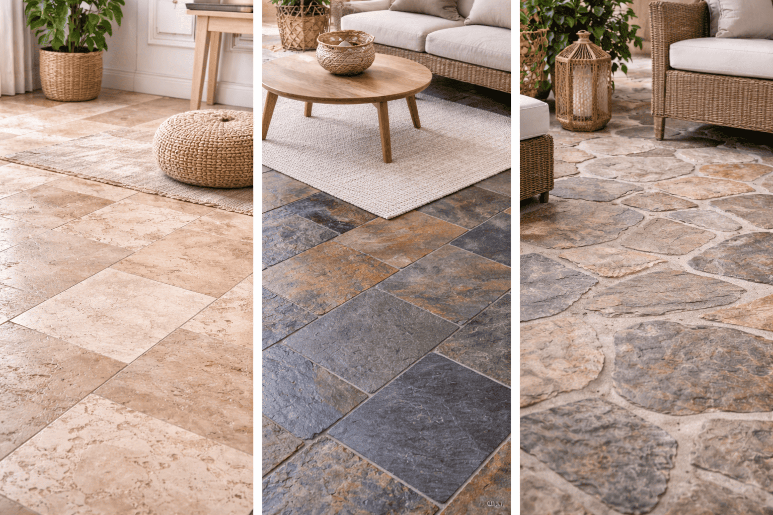 Travertin-leisteen-stenen vloer