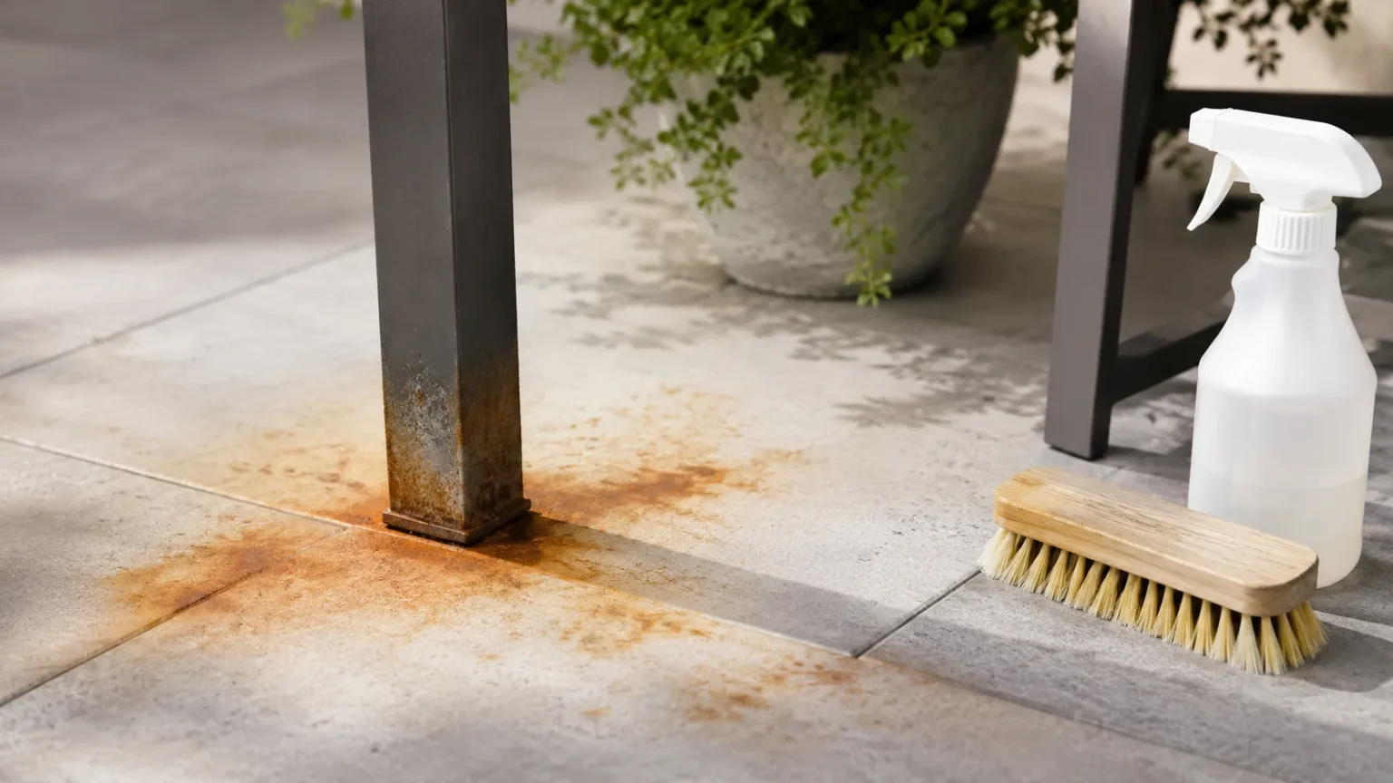 Roestvlekken terrastegels verwijderen: eenvoudige tips