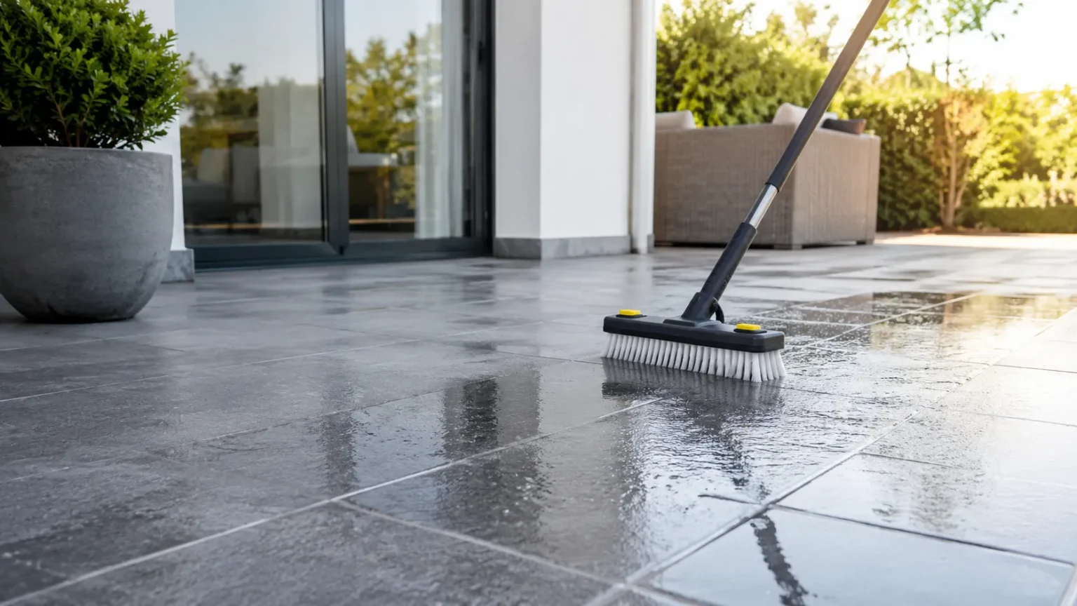 Strepen voorkomen terras schoonmaken: praktische tips