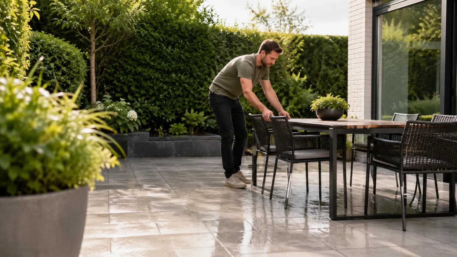 Tuinmeubels terugplaatsen na terras reinigen